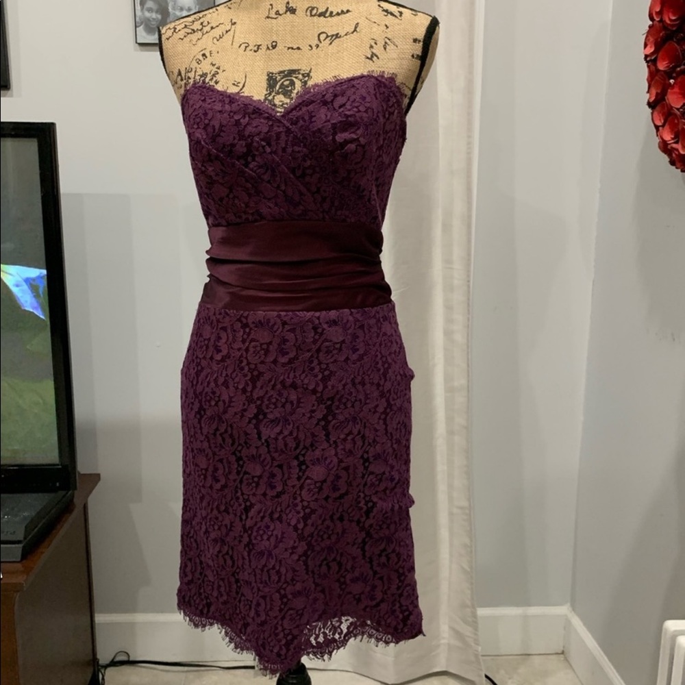 Mackenzie Michaels purple lace strapless dress 12 - Picture 7 of 8